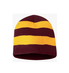 Beanie - Cardinal and Gold Striped