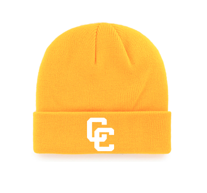 Beanie - Gold with White Embroidered CC