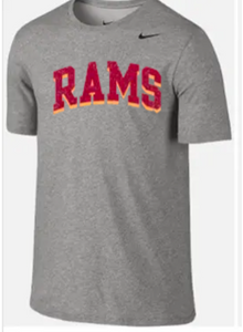 Tee - Adult Grey Cotton Tee - Arched RAMS