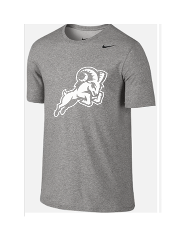 Tee - Adult Grey Cotton Tee - White Ram