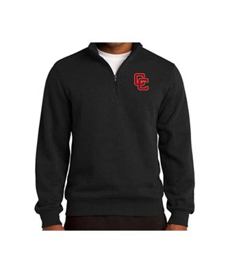 1/4 Zip - Adult Black Fleece Sweatshirt - Embroidered CC