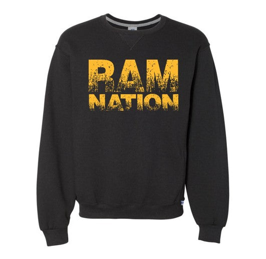 Crew - Adult Black Sweatshirt - RAM NATION