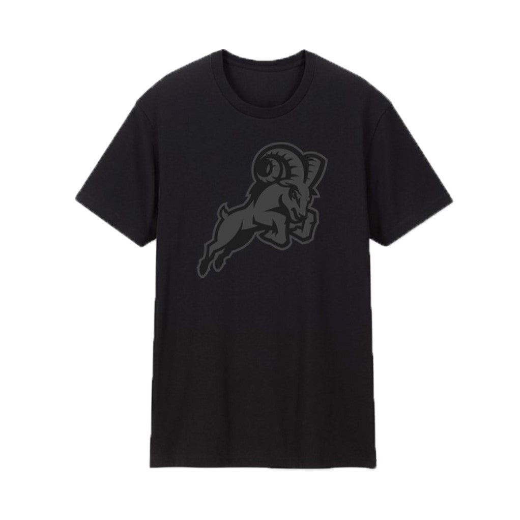 Tee - Adult Black Cotton Tee with Grey Ram