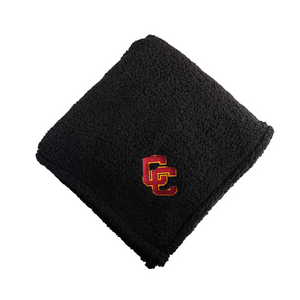 Black CC Embroidered Sherpa Blanket