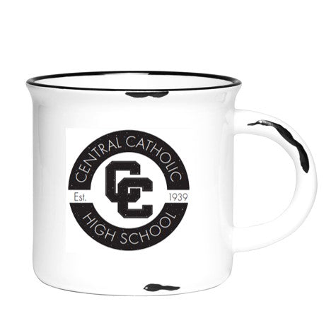 15 Oz White Ventura Coffee Mug - Black Logo